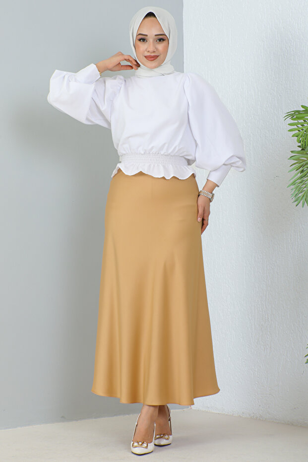 4098 Satin Skirt Beige