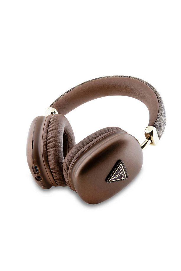 Lisanslı Kulak Üstü Bluetooth Kulaklık Guess PU 4G Desenli Üçgen Logolu V5.3 Kahverengi - 2