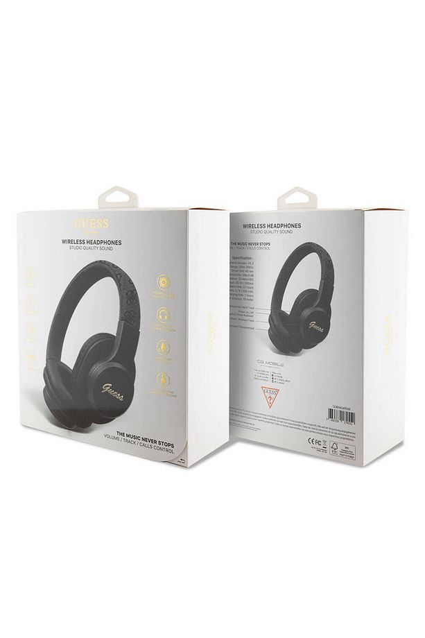 Kulak Üstü Bluetooth Kulaklık Guess Lisanslı PU 4G Desen Metal Logolu Tone On Tone V5.3 Siyah - 4