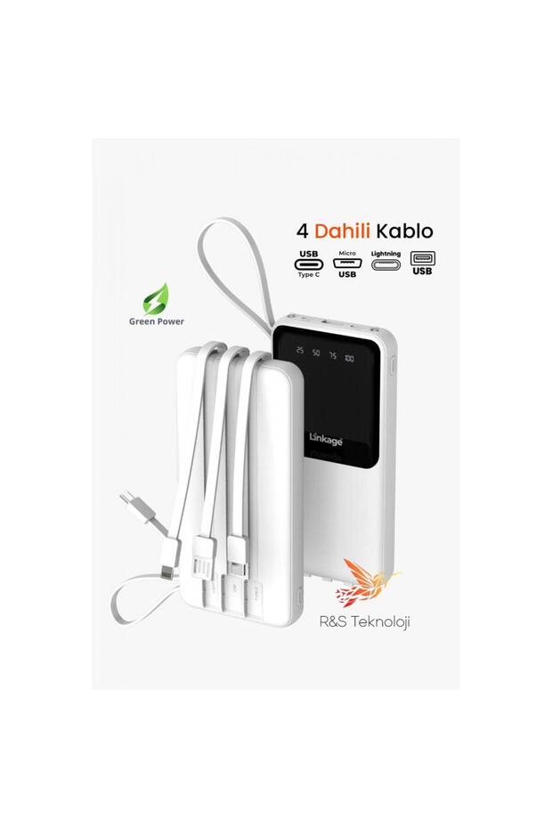 Lkp-24 10000mah 2xusb, Dahili Micro,type-c Lightning Kablo Lcd Güç Götergeli Powerbank - 5