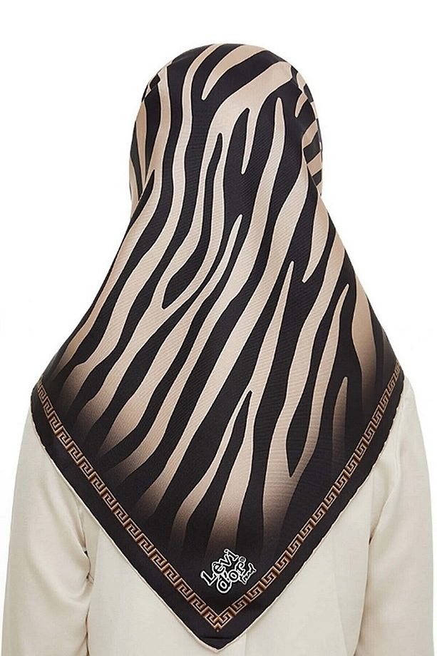 Zebra Desen Polyester Twill Eşarp - 3
