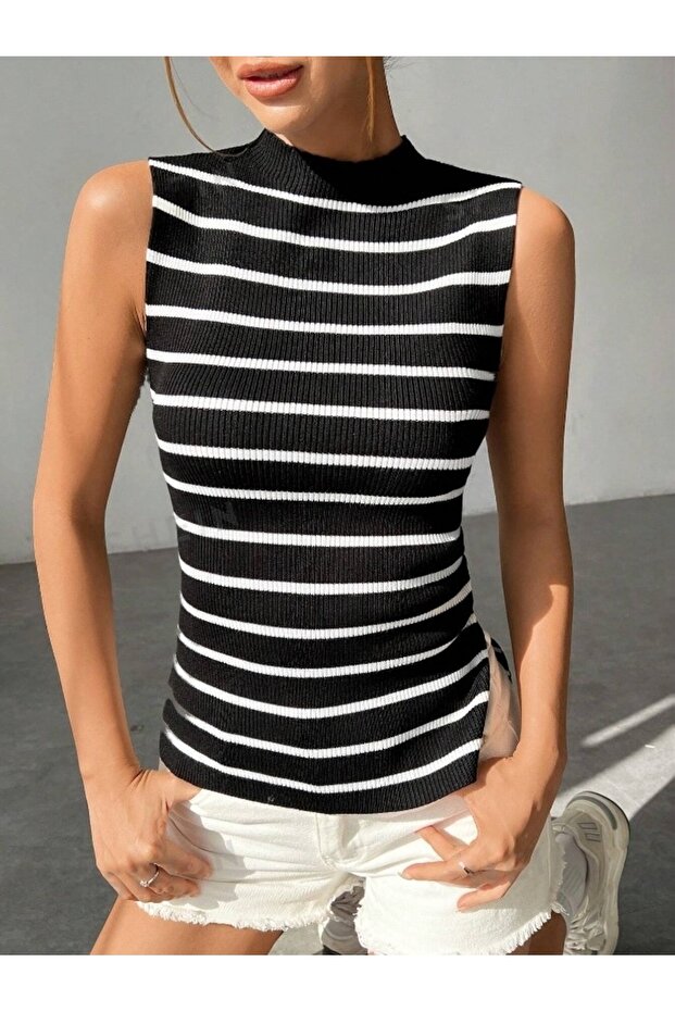 Dier Moda Kadın Fitilli Görünümlü Kalın Askılı Basic Atlet - 1