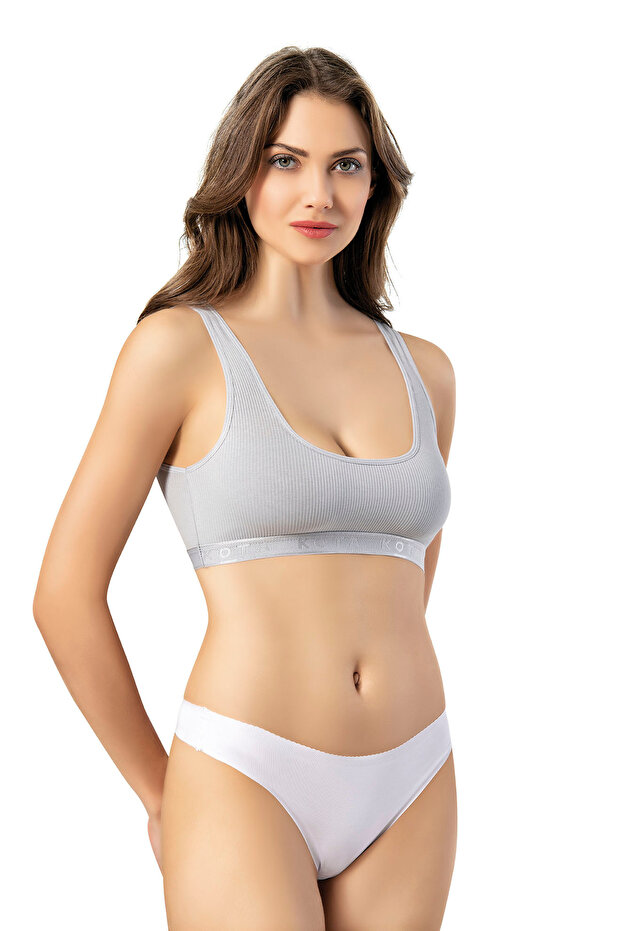 1 Piece Gray Corded Cotton Half Tank with Pads (M=70-75,L=80-85,XL=90-95,2XL=100-105)