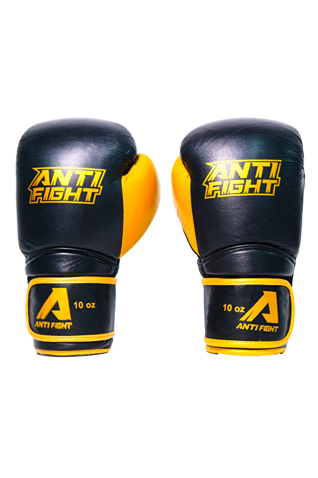 Golden Black Leather Boxing Gloves