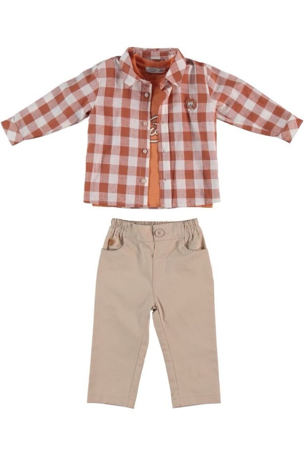 Boy's Triple Suit with Checkered Shirt and T-shirt