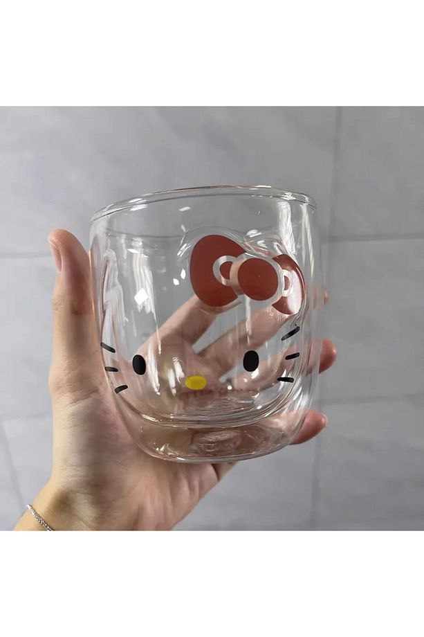Hello Kitty Çift Cidarlı Cam Kupa Bardak - 3