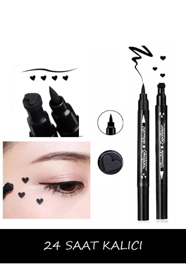 Double Sided Heart Pattern Pencil Eyeliner - Double Ended Heart Printed Pencil Eyeliner 24 Hours Lasting