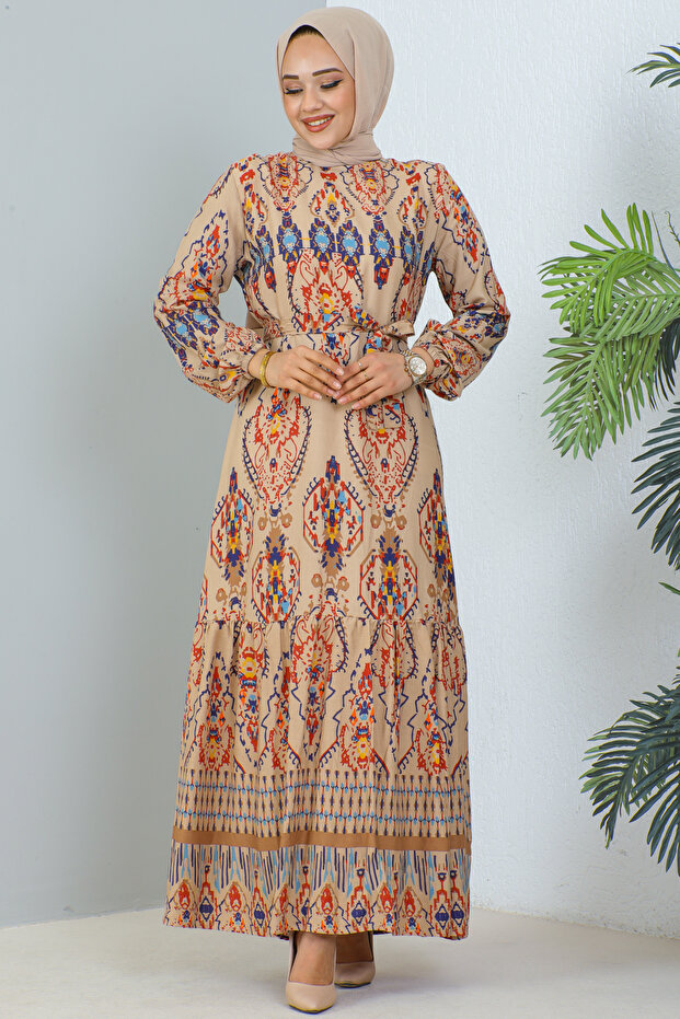 12009 Rochie cu model Bej - 4