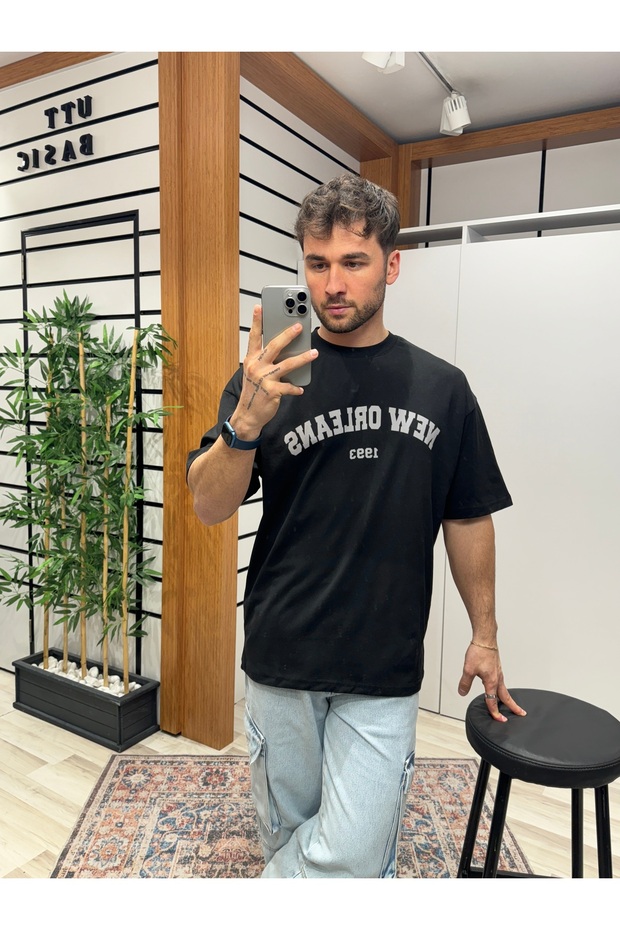 Siyah New Orleans Oversize Tshirt - 4