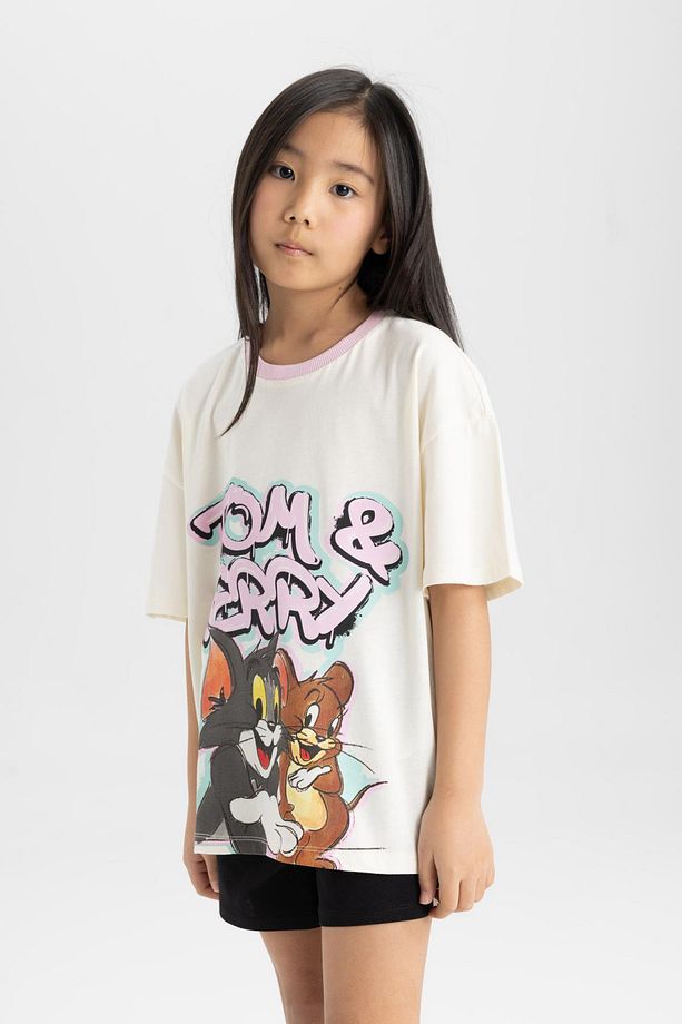 Kız Çocuk Tom & Jerry Pijama Takımı Kısa Kollu Üst Şort C2958a824sm - 3