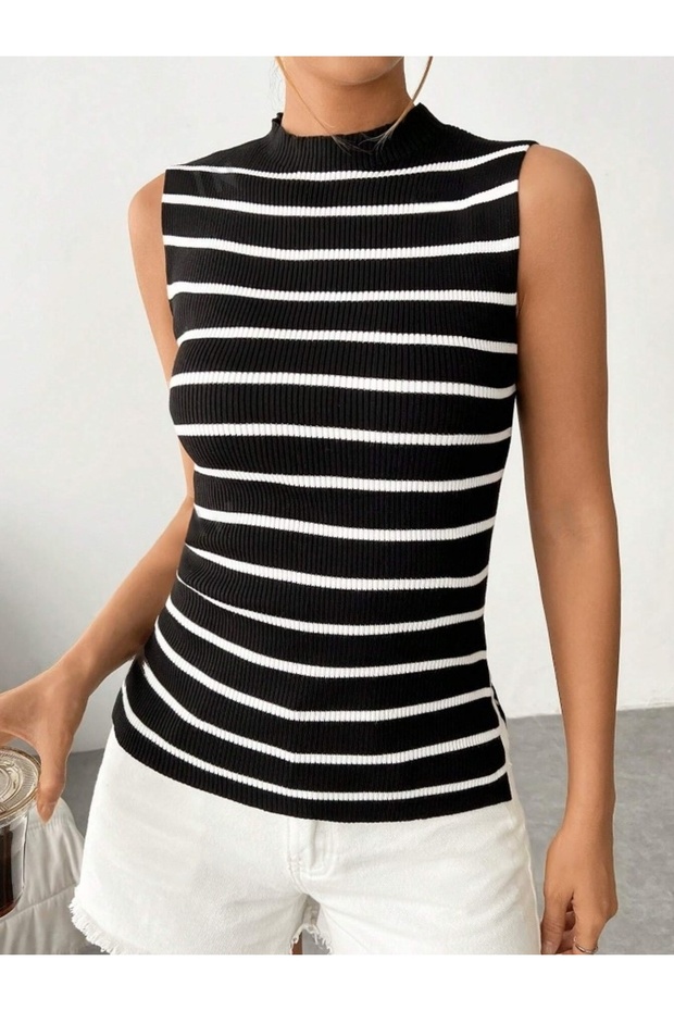 Dier Moda Kadın Fitilli Görünümlü Kalın Askılı Basic Atlet - 5