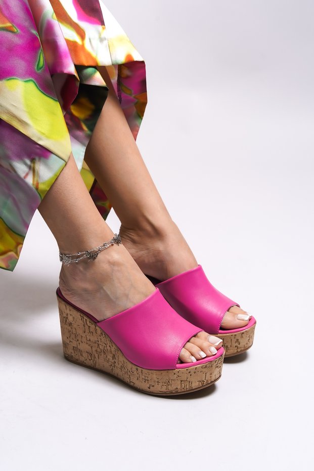 Ulnaserine Women's Heeled Slippers0012699 Fuchsia