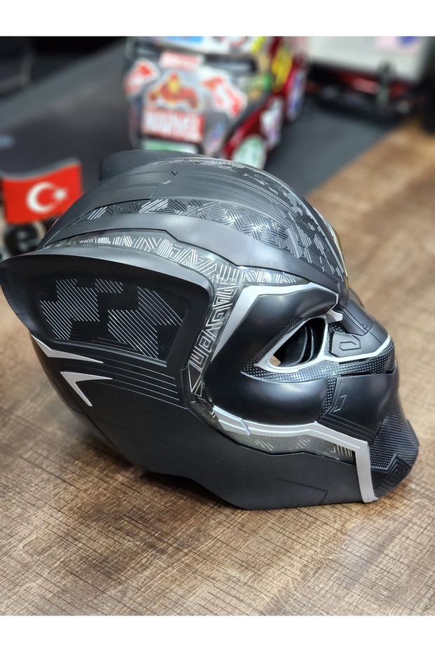 Kara Panter Mavi Işıklı Elektronik Kask - 5