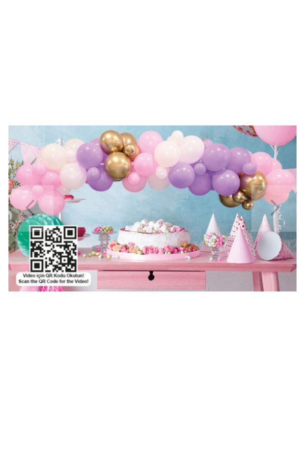 GIRL ASORTY BALLOON DECORATION SET 70 Pieces Gold Chrome Pink White Lilac Balloon Chain Set