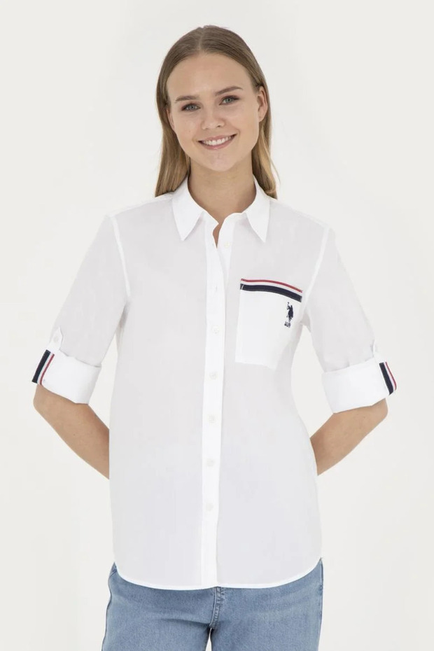 Women's White Long Sleeve Shirt G082SZ004.0001836995 TEKSPOR