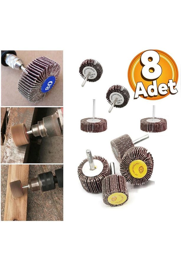 Mini Gravür Makinaları Için Mop Flap Disk Zımpara Seti 8li 3mm Sap Çoklu Yaprak Zımpara Takımı - 1