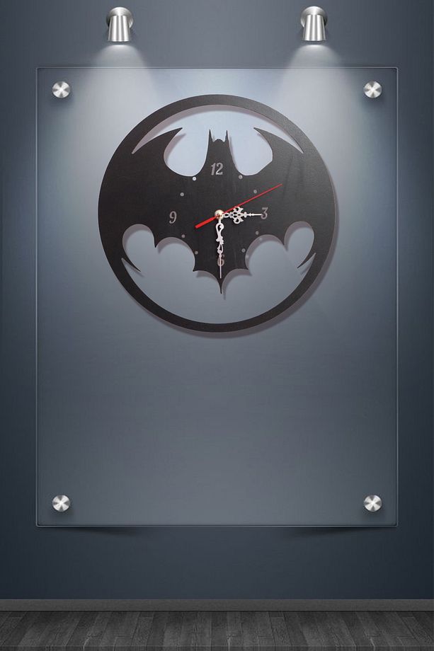 Batman figürlü ahşap duvar saati - Çocuk Odası Konsepti AHşap Duvar Saati - Batman Logolu Saat 40x40 - 2