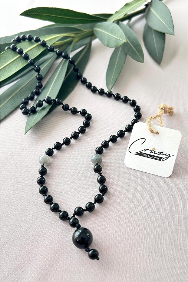 Onyx & Labradorite Natural Stone 70-80 Cm Long Men's Necklace