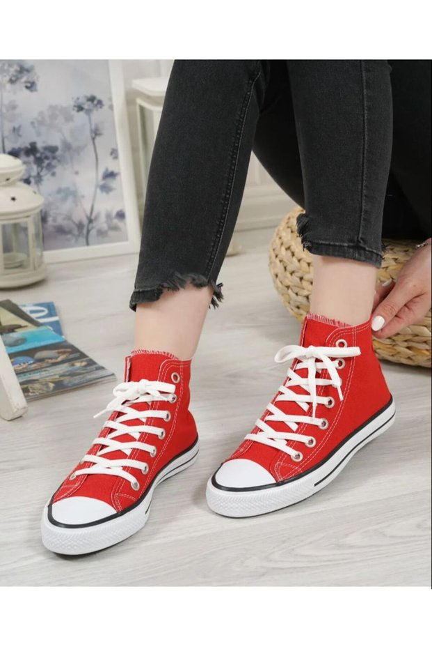 Cnv Unisex Long Red Linen Sports Shoes