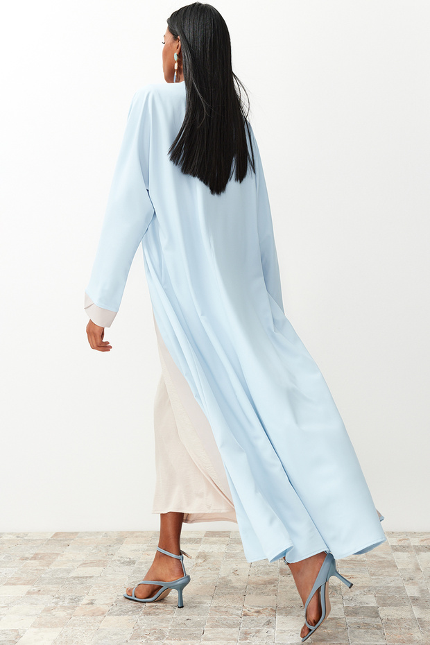 Niebieska długa jednoczęściowa czapka z daszkiem bez sukienki - Ferace/Abaya TCTSS24KF00009 - 3