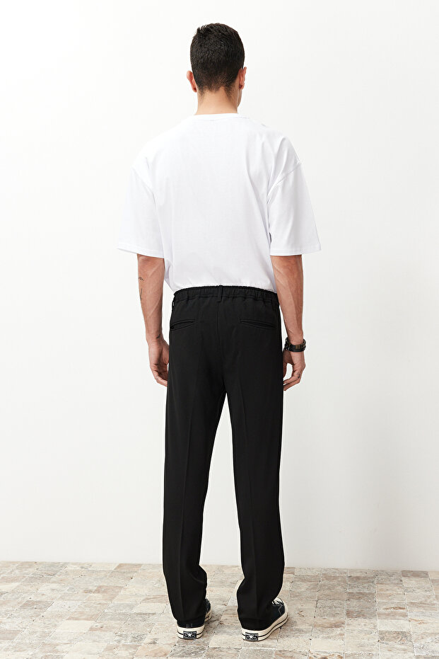 Siyah Pileli Klasik Baggy Fit Kumaş Pantolon TMNSS24PL00024 - 8