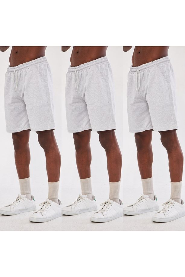 Unisex 3 Lü Gri Şort - 1