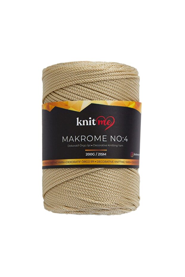 4 mm Polyester Makrome 200 Gr El Örgü İpi 1310 Bej - 1