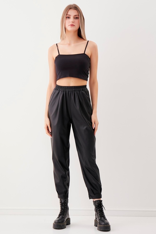 Rakott műbőr nadrág - 1