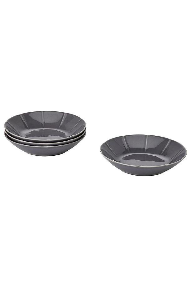 16 Parça STRIMMIG Yemek Takımı 4 Kişilik MeridyenDukkan Parlak Gri Renk Modern Set-Stoneware - 2