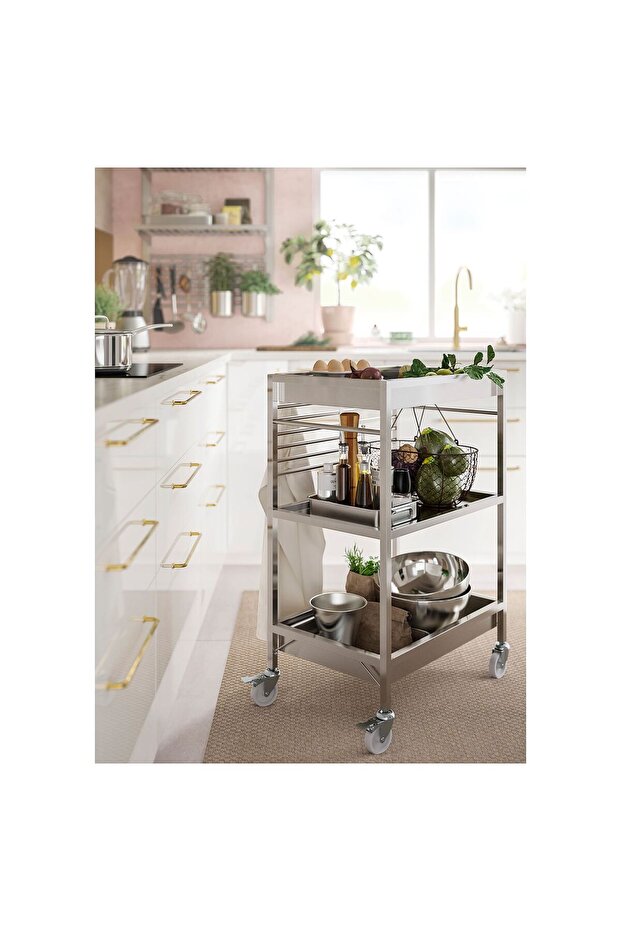 servis arabası, paslanmaz çelik, 60x40 cm - 2