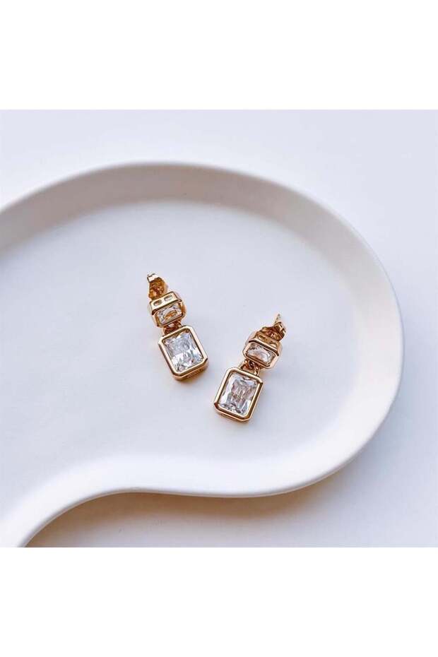 Beyaz Taşlı Küpe - 1