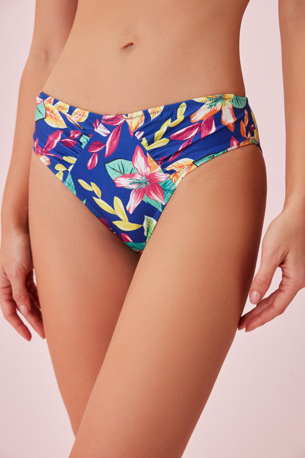 Pileli Desenli Bikini Alt - 1