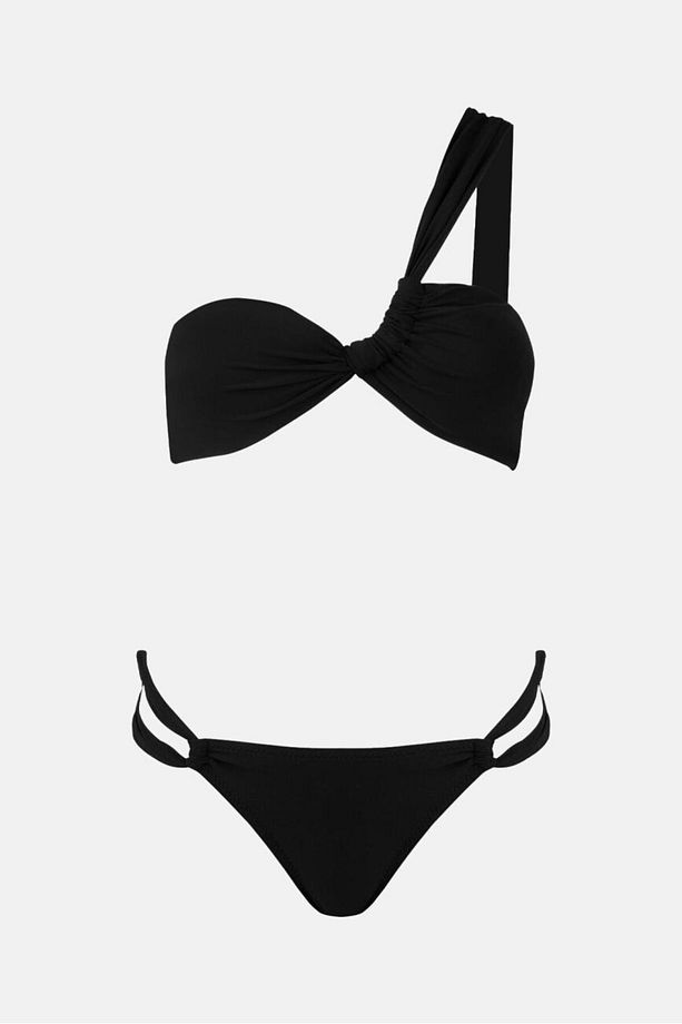 3403 Siyah Tek Omuz Bikini Takımı - 4