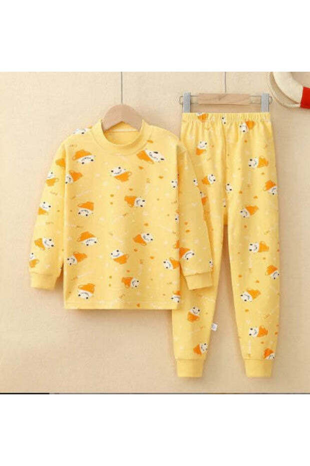 Girls' and Boys' 100% Cotton Long sleeve 2-Piece Pajama Transitional (4 Years / Yellow)