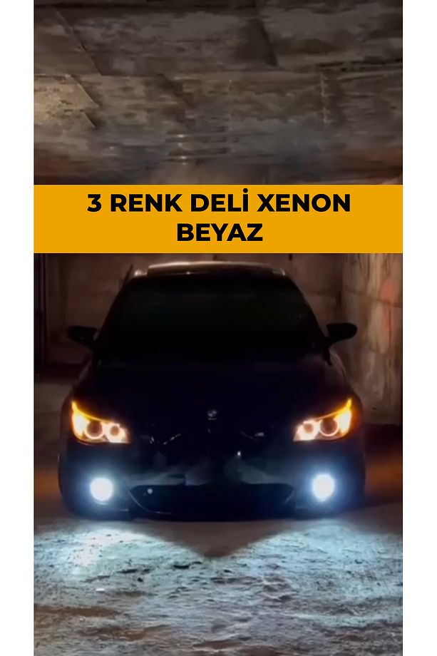 H7 - 3 Renk Xenon Şimşek Etkili 3 Renk Buz Mavisi- Sarı - Beyaz Led Zenon Led Xenon - 5