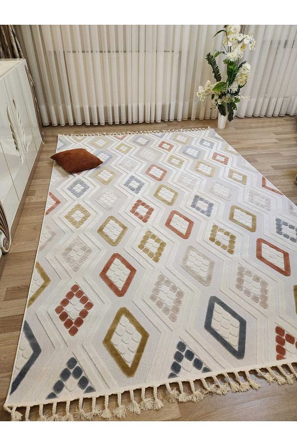 İskandinav Bambu Tarz Antialerjik Yumuşak 4 M2 Ve 6 M2 Salon Oturma Odası Çocuk Odası Mutfak Halısı - 2