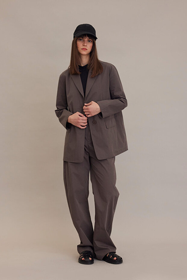 Kurtka marynarska taupe - luźny krój - 6