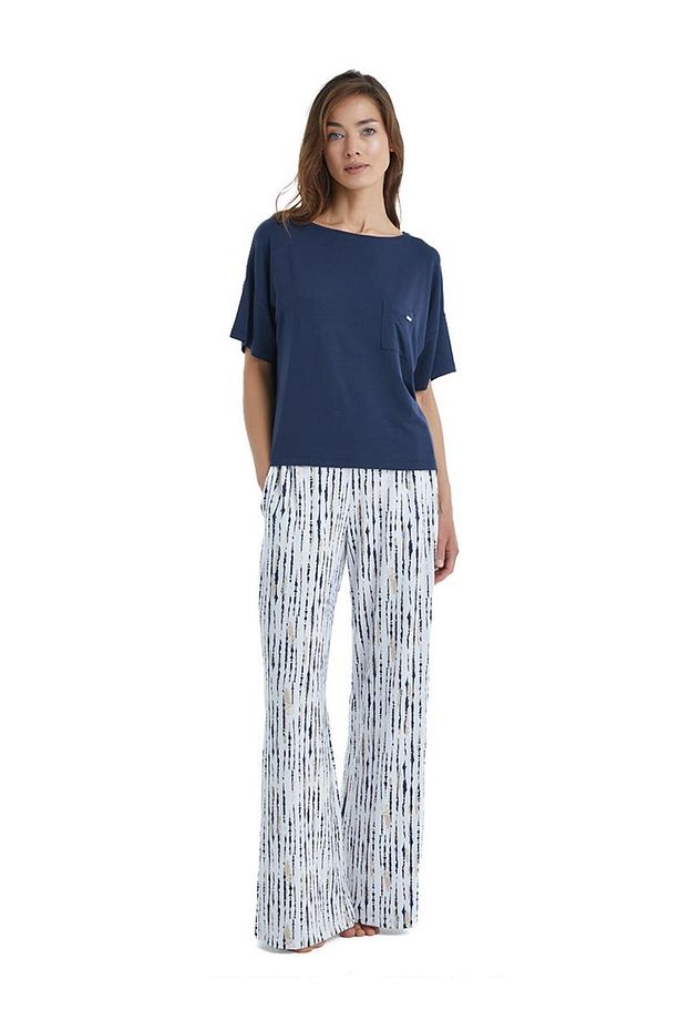 Kadın Kısa Kol Lacivert Lenzing Micro Modal Pijama Takımı C2T7N3O15 - 5