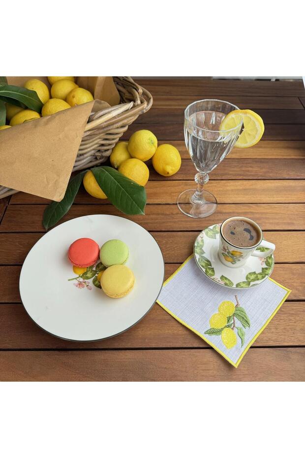 Limon İşlemeli 4'lü Kokteyl Peçete - 3