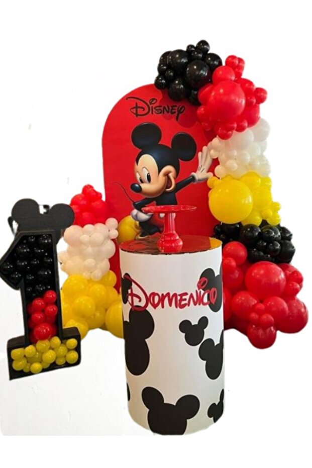 Mickey Mouse Birthday Concept Balloon Chain 65 Pieces Mickey Mouse Birthday Concept Balloon