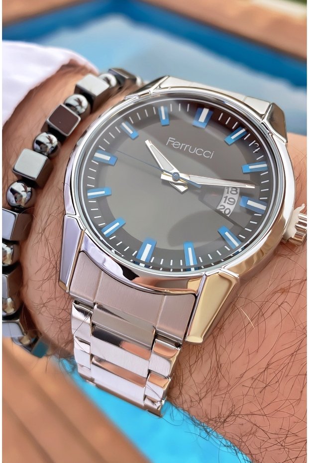 Ferruci Brand Silver Color Steel Cord Men's Wristwatch - Bracelet