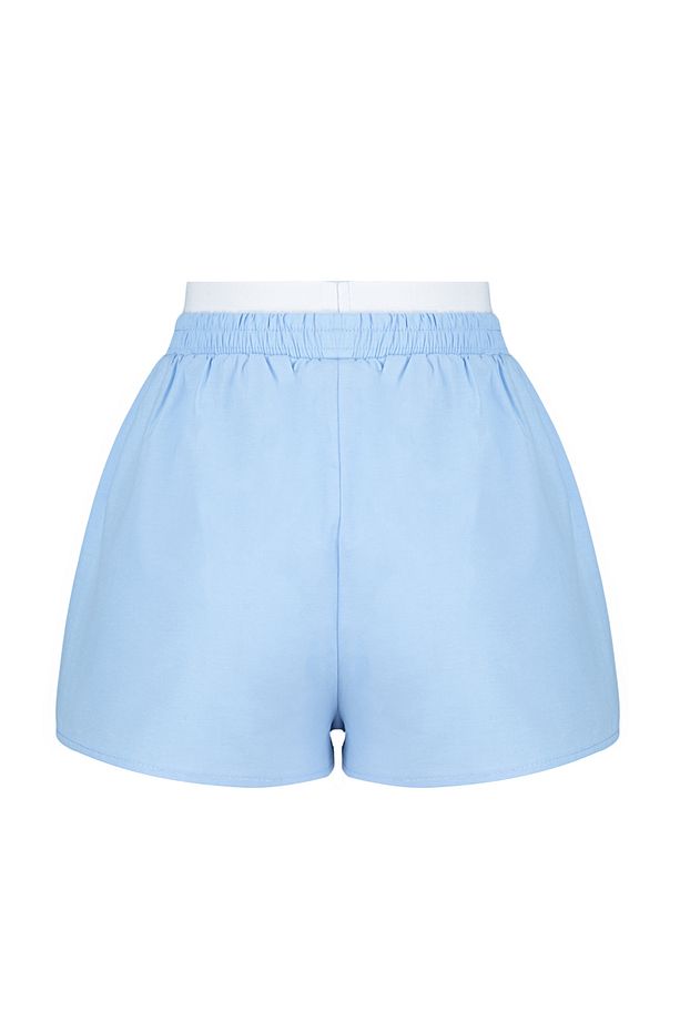 Mavi Lastik ve Etiket Detaylı Viskon Şort Dokuma Pijama Altı THMSS24PJ00021 - 8