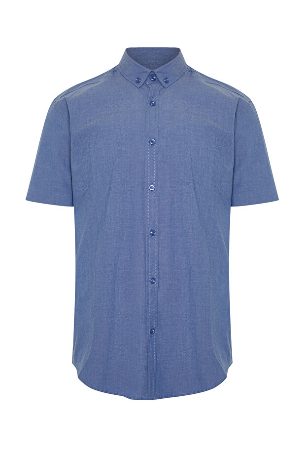 Lacivert Slim Fit Kısa Kollu Gömlek TMNSS24GO00065 - 6