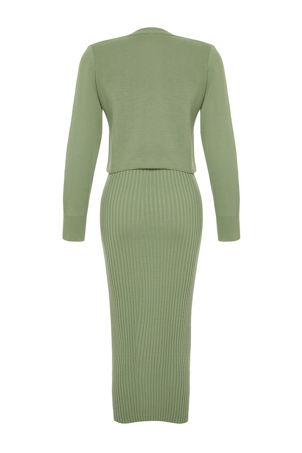 Mint 2'li Midi Triko Basic Hırkalı Elbise TWOSS23EL00738 - 9