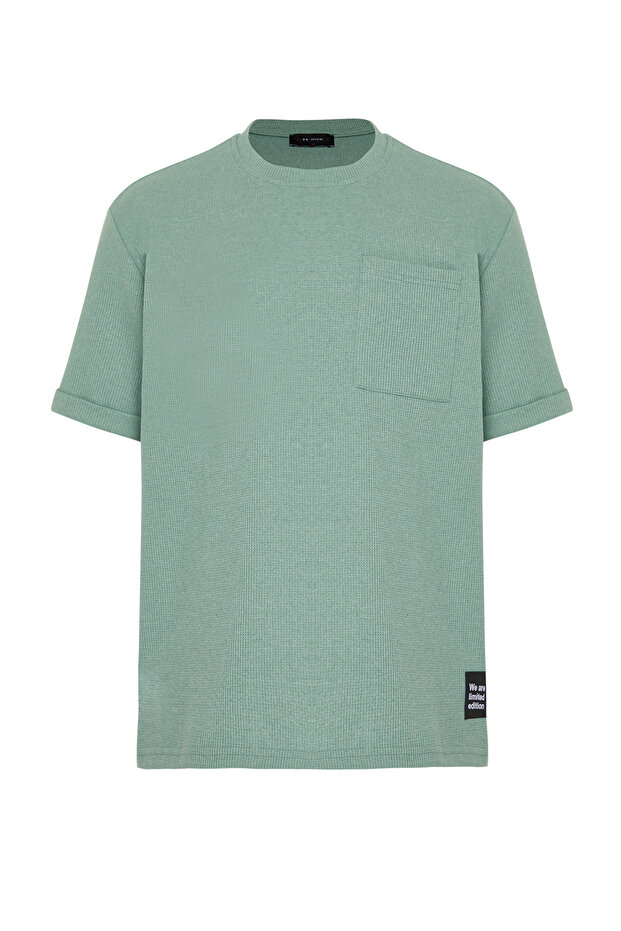 Basic Mint Relaxed/Rahat Kesim Dokulu Waffle Cepli Etiketli Kısa Kol T-Shirt TMNSS23TS00077 - 7