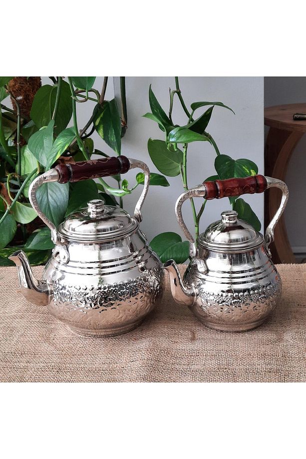 Nikelli Üstten Tutmalı Baskı Bakır Çaydanlık 2,8 Lt - 3