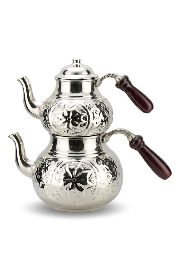 Yıldız İşlemeli Bakır Çaydanlık - 1