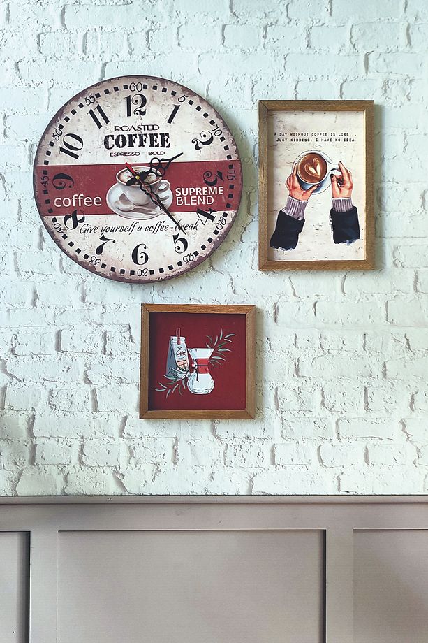Uv Mutfak Duvar Saati. A Day Without Coffee. Just Kidding. Ahşap Çerçeveli Tablo - 5