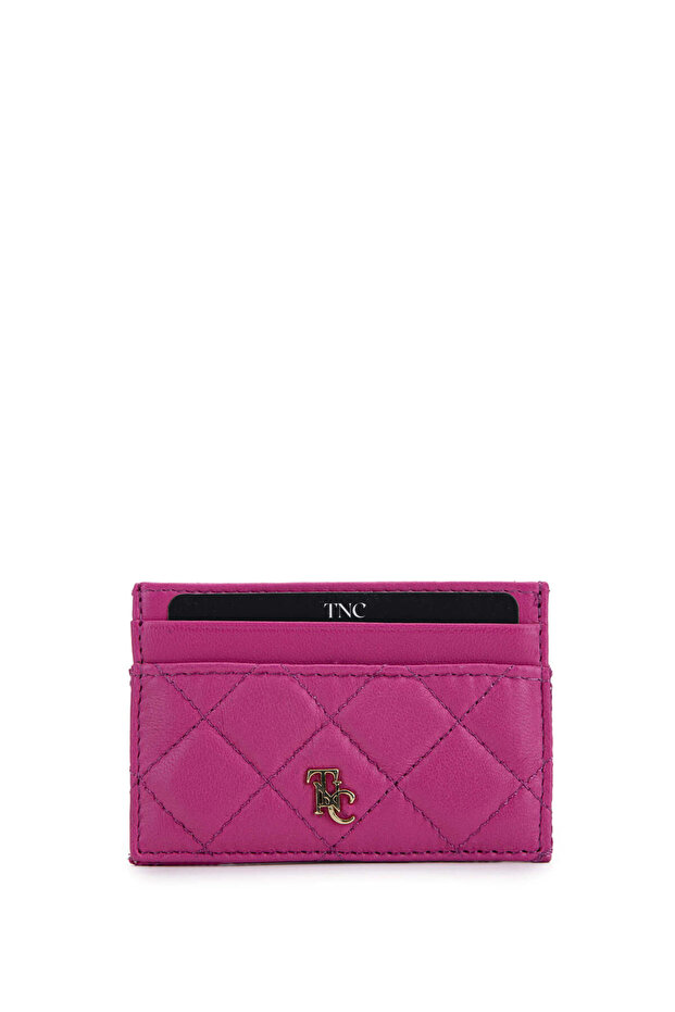 Unisex Genuine Leather Fuchsia Card Holder