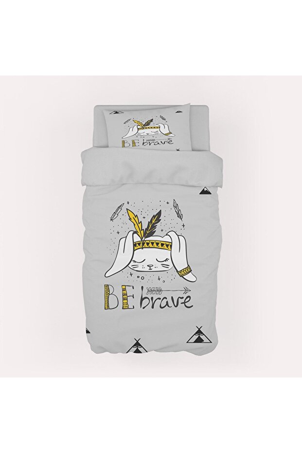 Gray Brave Cotton Duvet Cover Set Mktnt-012